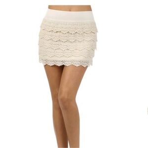 Elegant Cream Lace Mini Skirt